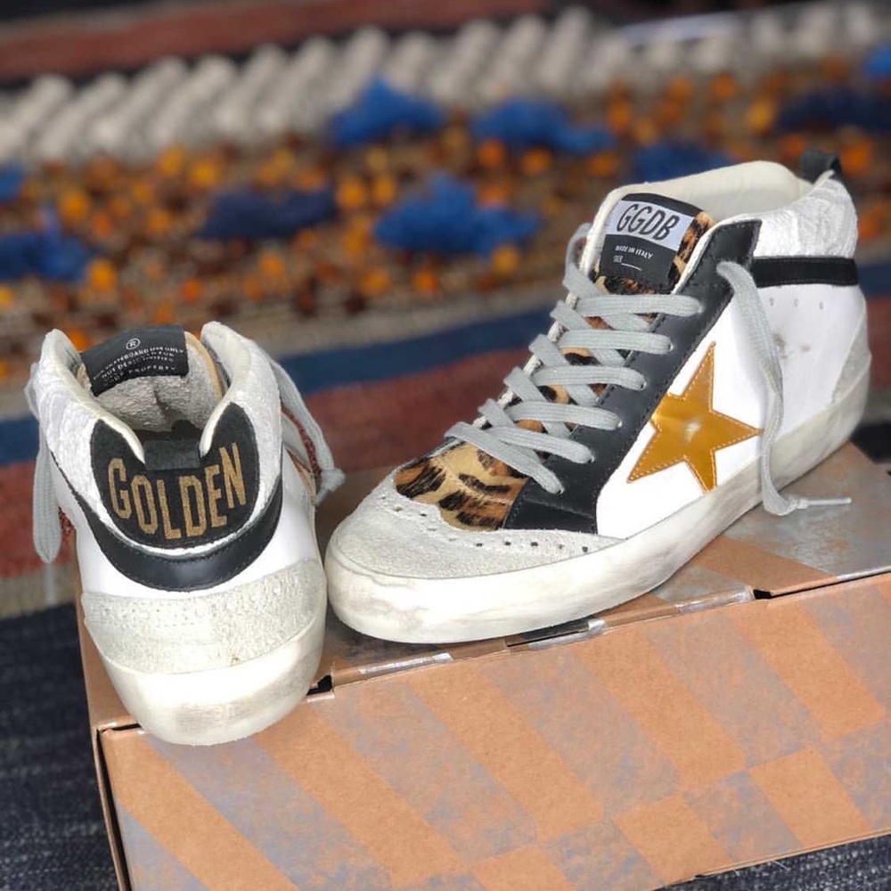 NIB Golden Goose Midstars Leopard Tongue Lace 37/7